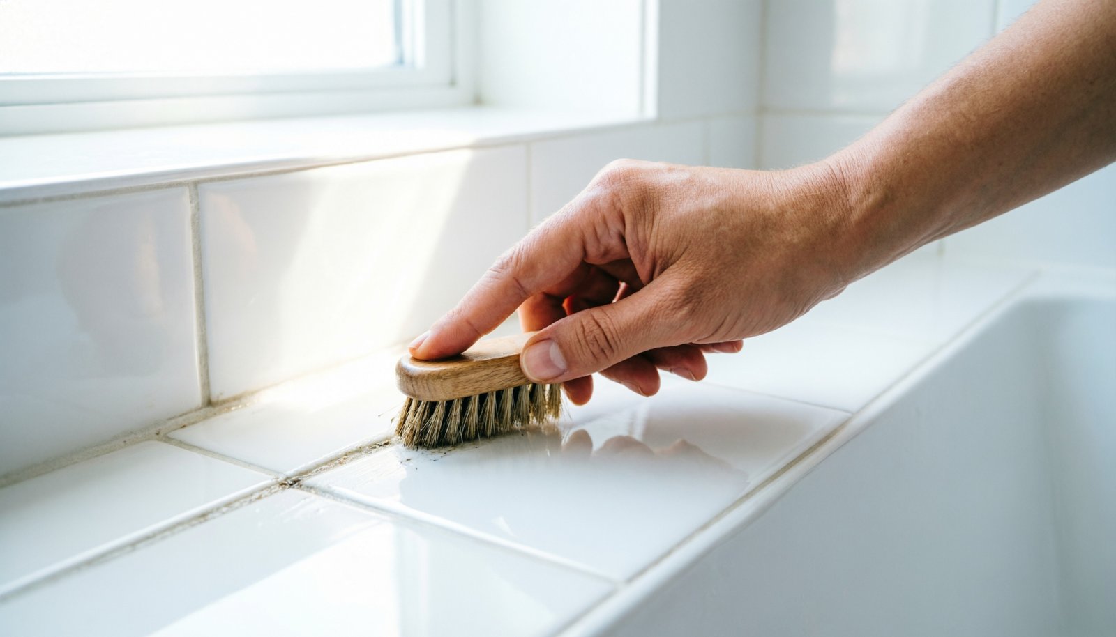 Nettoyage des joints de carrelage d'une salle de bain