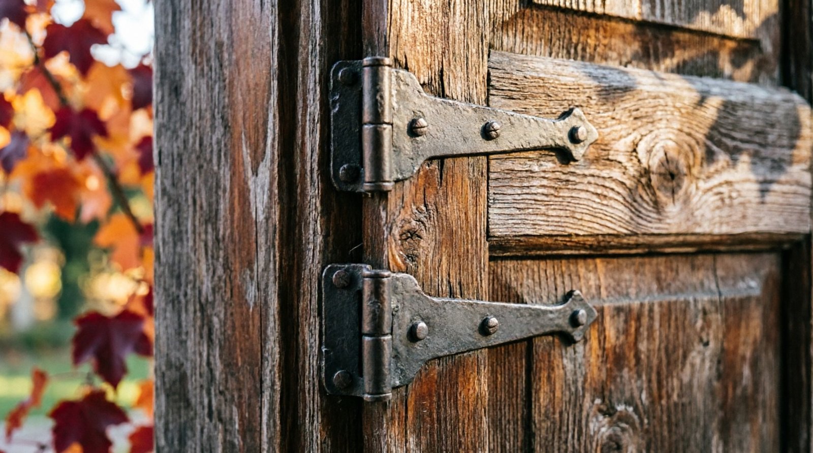 Charnières métalliques d'un volet en bois